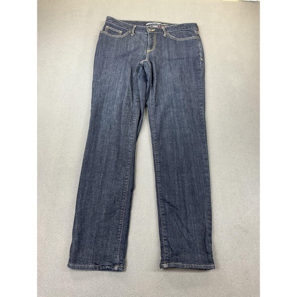 Eddie Bauer Denim - Eddie Bauer Flannel Lined Boyfriend Jeans Womens 6 Blue Dark Wash Mid Rise Denim